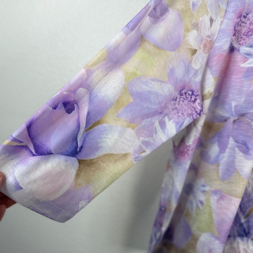 Alfred Dunner Women's Tunic Top Purple Sz 2X Floral Bling Colorful - Picture 5 of 10